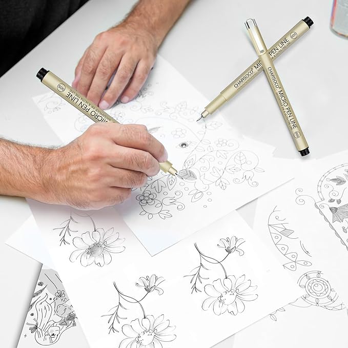 005 Micro Pen, 6 Pack Black Fine Point Pen with Waterproof Archival Ink, 0.23mm Fineliner Ink Pens for Artist Illustration, Sketching, Anime, Manga, Technical Drawing and Scrapbooking