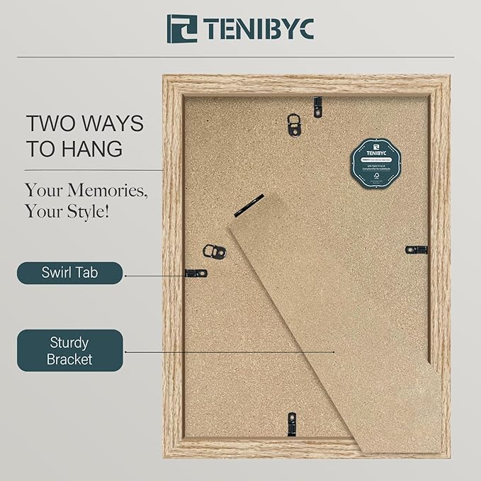 9x12 Picture Frame 3 Pack - Oak, HD Glass, 9 x 12 Natural Wood Frame for Photos, Wall Gallery Frame