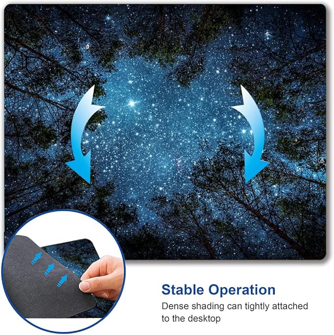 Hokafenle Mouse Pad, Square Personalized Computer Mouse Pads Design, Washable Mouse Mat, Gaming Office Home Non-Slip Rubber Base Mousepad, Stars Night Sky