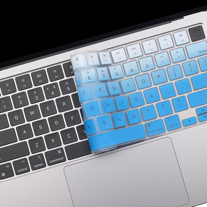 2 Pack Keyboard Cover for 2025-2021 MacBook Pro 14" 16" M4 M3 M2 M1 Pro/Max, 2025-2023 MacBook Air 13" 15" M4 M3 M2, Ultra Thin Keyboard Skin for 14.2" 16.2" MacBook Pro /13.6" 15.3" US-Ombreblue