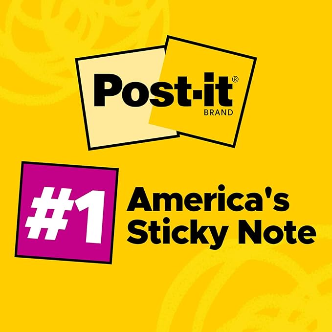 Post-it Notes 3x3 in, 12 Pads, America's #1 Favorite Sticky Notes, Canary Yellow, Clean Removal, Recyclable (654)