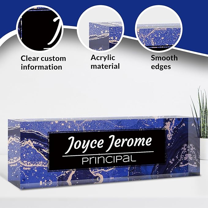 Desk Name Plate Personalized, Custom Name Plate for Desk, Acrylic Desktop Accessories, Office Gift & Decor for Women Men, Teacher Nurse Boss Employee Appreciation Gifts