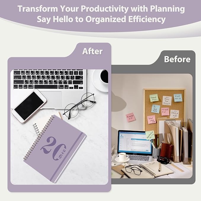 2026 Planner, Weekly and Monthly Calendar Agenda Book, Jan 2026 - Dec 2026, Hardcover Planning Academic Planner for Office School Supplies and Desk Accessories - Letter Size (8.5'' x 11'')