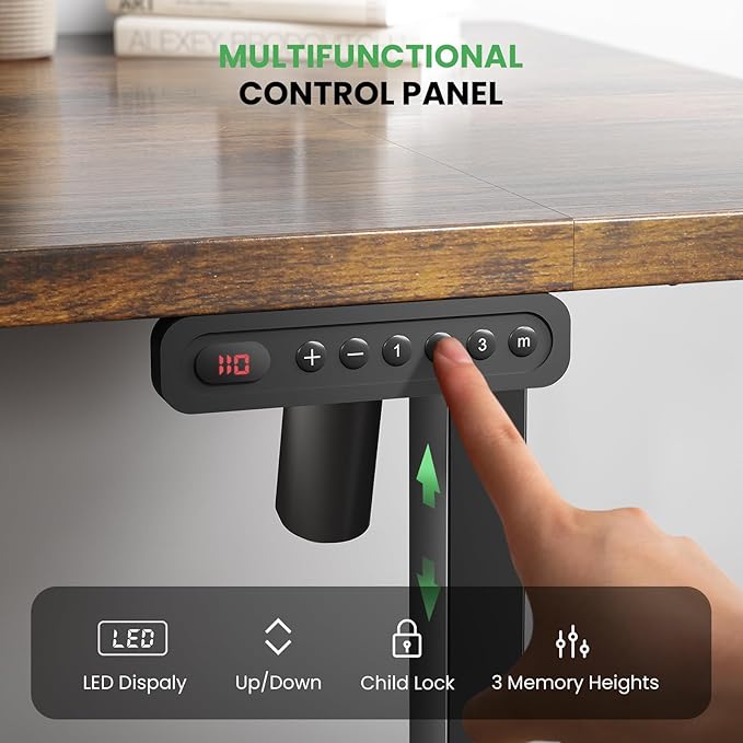 SIAGO Electric Standing Desk Adjustable - 48 x 24 Inch Sit Stand up Desk with Cable Management - 3 Memory Preset Adjustable Height Table