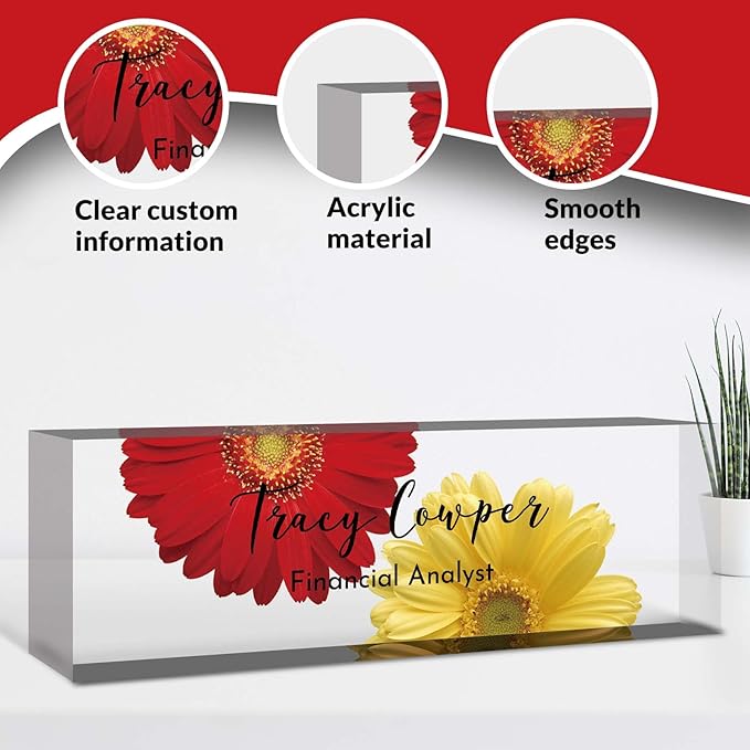 Desk Name Plate Personalized, Custom Name Plate for Desk, Acrylic Desktop Accessories, Office Gift & Decor for Women Men, Teacher Nurse Boss Employee Appreciation Gifts