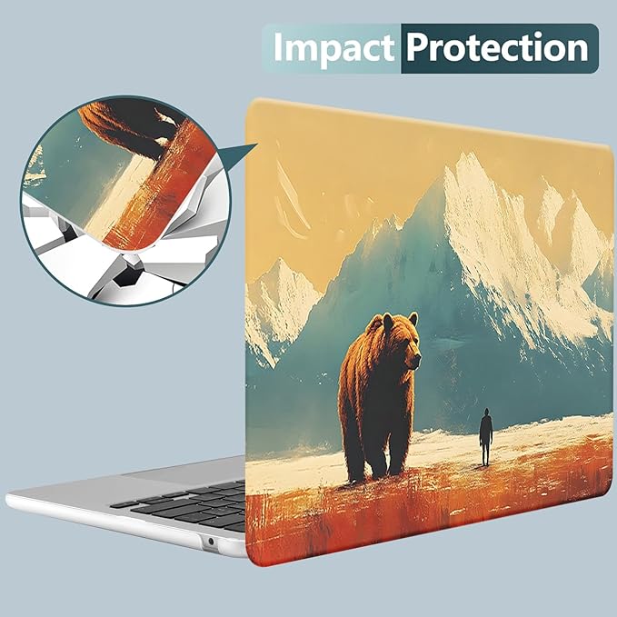 KEROM Compatible for MacBook Pro 16 inch Case 2025 2024 2023 2022 2021 M4 M3 M2 M1 Pro/Max Chip A3403 A3186 A2991 A2780 A2485, Cute Aesthetic Protective Plastic Hard Shell & Keyboard Cover, Bear