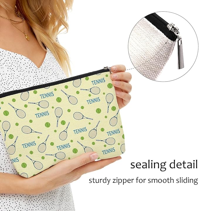 6 PCs Tennis Gifts, Inspirational Tennis Makeup Bag, Tennis Accessories Tennis Gift Cosmetic Bag Toiletry Bag, Tennis Player Graduation Birthday Gifts for Women Girls Tennis Lovers Sister Tennis Team