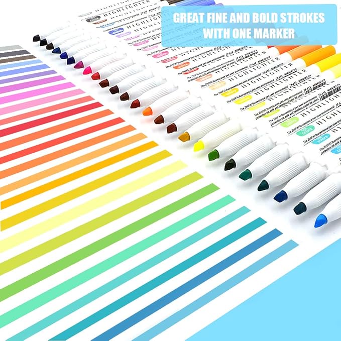 YOOUSOO 25 Pack Pastel Highlighters Assorted Colours, Dual Tip Bible Highlighter, Chisel Tip Mild Highlighters No Bleed Fluorescent Highlighter Pens for School Student Office Journals