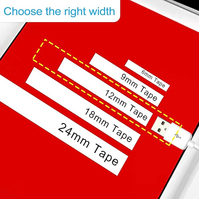 BOYEEZON 7Pk Compatible for DYMO D1 Label Maker Refill 45013 Label Tape 12mm, Black on White,1/2 Inch x 23Ft S0720530 1/2 Inch D1 Tape for Dymo LabelManager 160 210D 260P 280 360D 420P PnP Label Maker