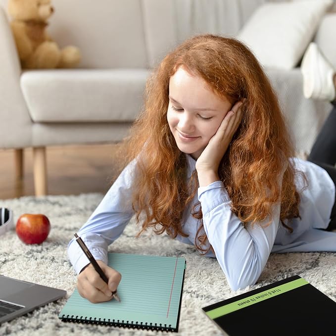 6 Pcs Legal Pad Top Spiral Bound Notebook 70 Sheets Wirebound Notepad Double Sided Ruled Memo Steno Book with Stiff Back Cover for Business(8.5 x 11 Inches,No Holes,Neutral Color)