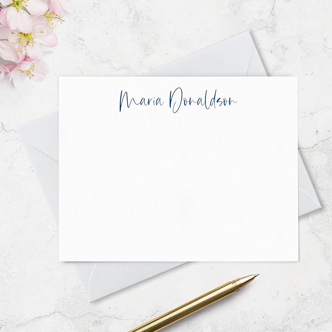 Fairmont & Grove Personalized Stationery Note Cards and Envelopes Set for Women Customized with Name in Script Font, Choose Ink & Envelope Colors Paper Co. (Font Style #3)