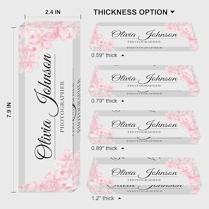 Custom Name Plate for Desk, Personalized Acrylic Office Name Sign with Name & Title, Elegant Desk Decor for Women Men, Employee Appreciation Gift (Peach Bossom)