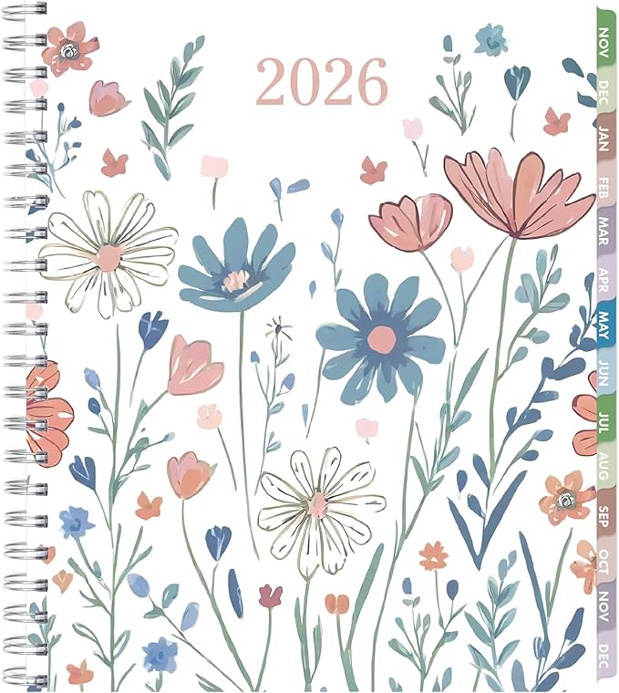 Essential PRO 2026 Daily, Weekly & Monthly Planner, 8.5"x11": 14 Months (Nov 2025 - Dec 2026) Monthly Tabs,Daily Tracking,Notes Pages,Storage Pocket,Bookmark w Sticky Notes (Colorful Botanicals)