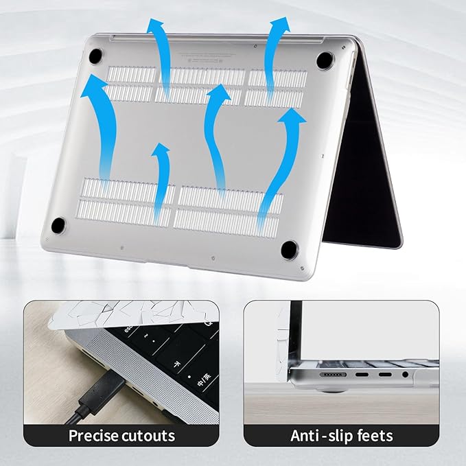 DTangLsm Compatible for 2025 MacBook Air 13 inch Case 2024 2023 2022 M4 M3 M2 A3240 A3113 A2681 with Touch ID, Clear Slim Plastic Hard Shell Case&Keyboard Skin for MacBook Air 13.6 M2 Cover,3D Gravels