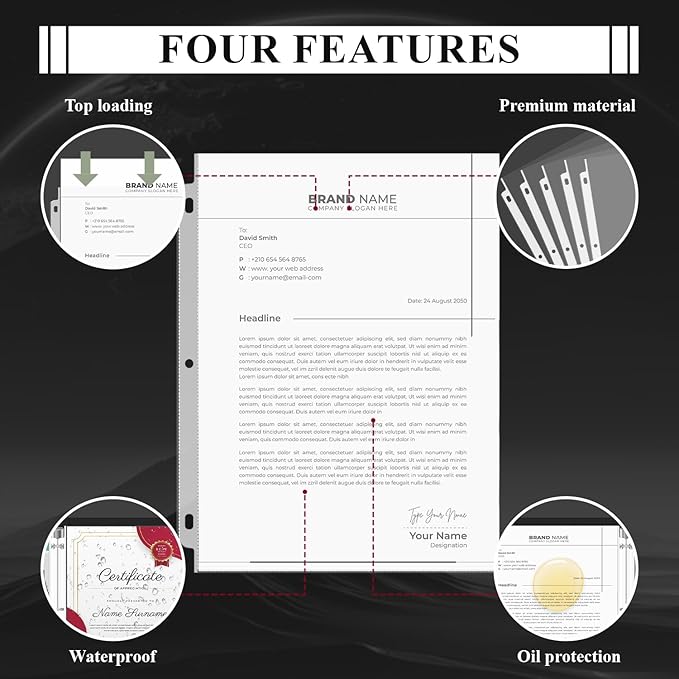 Page Protectors for 3 Ring Binder, Sheet Protectors 8.5 x 11 Inch, 200 Per Box Clear Sheet Protectors for 3 Ring Binder, Plastic Sleeves for Paper 8.5x11 Heavy Duty, Top Load & Reinforced 3-Hole.