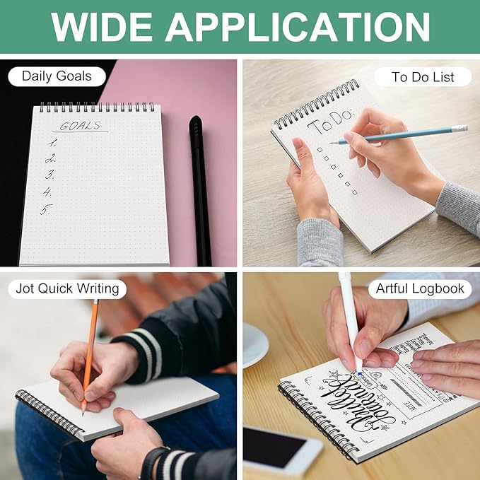 6 Pcs Dot Grid Notebook Top Spiral Notebook A5 Size Bullet Dotted Paper Hardcover Dot Journal 8.3''x 5.8'' 140 Pages Spiral Notepads for Sketching Drawing Writing School Office (Black)