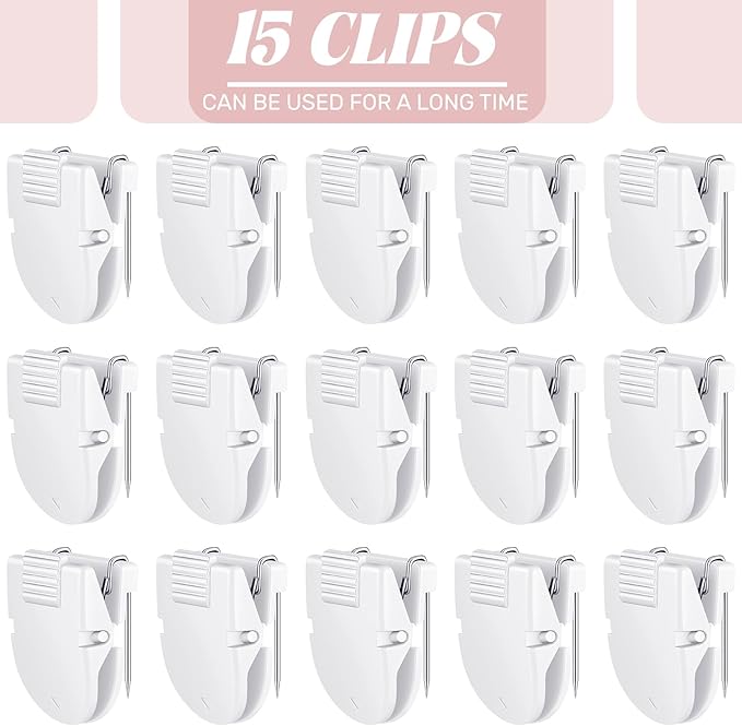 15 Pcs Cubicle Clips Fabric Panel Cubicle Accessories Fabric Partition Panel Wall Clip Office Photos Wall for Notes Memos Standard Size, 40-Sheet Capacity (White)