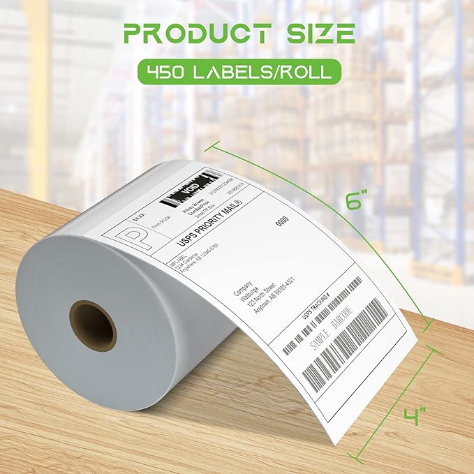 MFLABEL® 24 Rolls of 450 Labels 4x6 Direct Thermal Shipping Labels for Zebra 2844 ZP-450 ZP-500 ZP-505