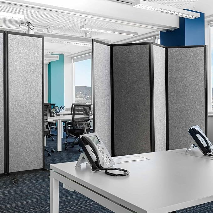 Room Partition,Office Divider,Portable Commercial Screen Dividers,Privacy Partition Separator,Classroom School Dividers,10'6"L* 6'7"H,5 Panel,Light Grey