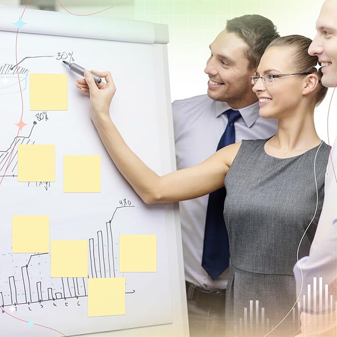 Thenshop 24 Sets Full Adhesive Sticky Notes 3x3 Inches Sticky Notes Adhesive Memo Self-Stick Pads Back to School Supplies Easy to Post for Teacher Coworkers Office 80 Sheets/pad(Yellow,Unlined)