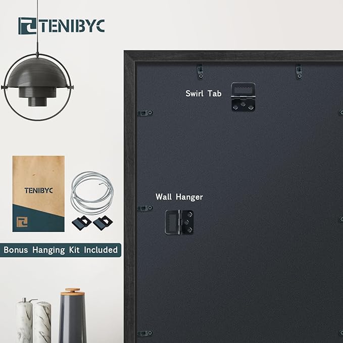 24x36 Poster Frame 4 Pack, Textured Black Wood Picture Frame, Suitable for Photos, Puzzles, Paintings & Maps, Wall Hanging