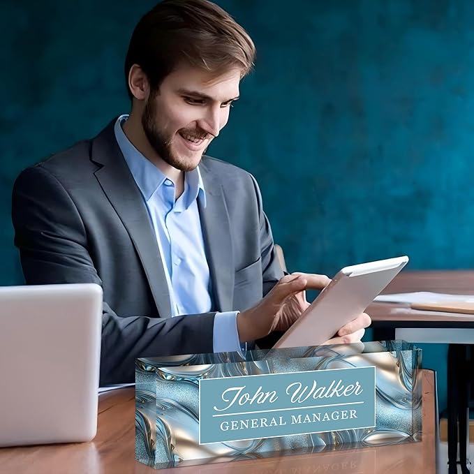 Ship Next Day Personalized Name Plate for Desk, Custom Acrylic Desk Name Sign, Office Appreciation Gifts for Women Men Coworkers Boss Teacher Employee