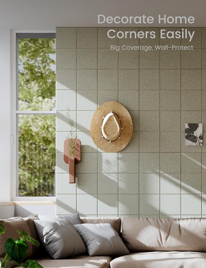 Large Felt Bulletin Board 48" x 36" Cork Board Alternative-12 Pack with 70 Safe Removable Adhesive Tabs, Cork Boards for Walls for Home Office Classroom Pin Board-Sage