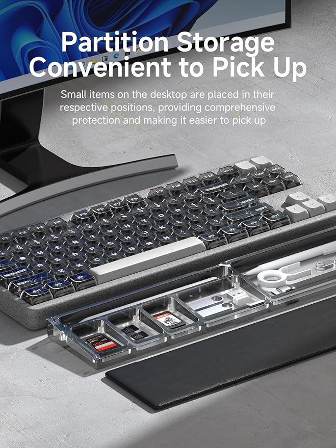 Hagibis Keyboard Wrist Rest Pad with Partition Storage Case, Magnetic Top Cover Ergonomic Soft Memory Foam, Anti-Slip Rubber Base for Computer Keyboard, Laptop, Office, Home (Black Magnetic)