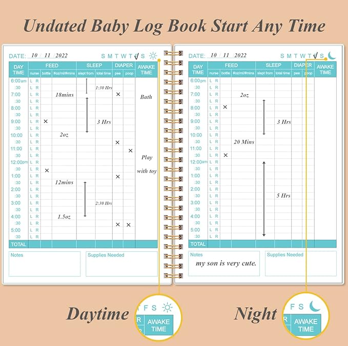 Baby's Daily Log Book - A5 Baby's Tracking for Newborns, 150 Easy to Fill Pages to Track and Monitor Your Newborn Baby's Schedule, Rose Leaf