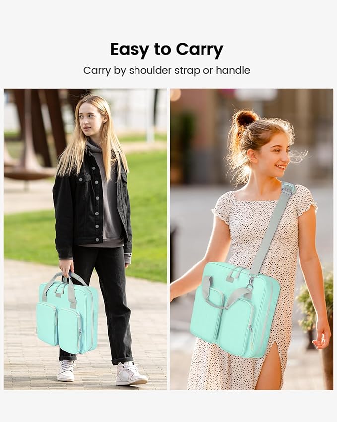 4 Inch 3 Ring Zipper Binder with Shoulder Strap & Handle & Multi-Pocket - 4" Binder with Zipper for School, Compatible with 13-Inch MacBook/Tablet -Patent Design Light Blue