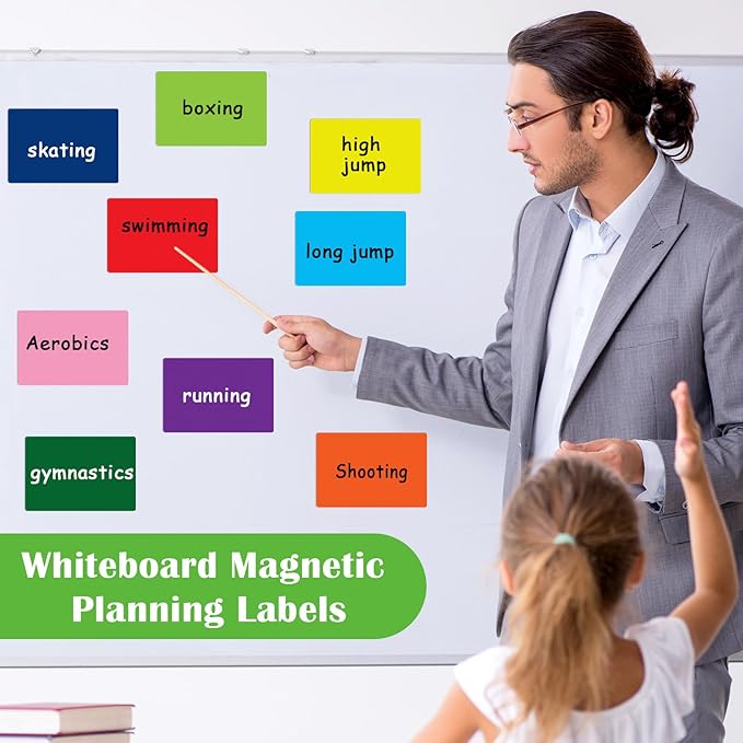 99 Pcs Magnetic Dry Erase Labels Reusable Name Magnets for Classroom Whiteboard 3 Sizes Colored Magnetic Blank Cards for Office Home Kitchen Fridge(Bright Colors)