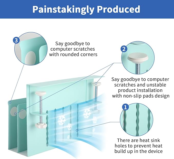 LUKETURE Desk Side Storage, 2 Tier Steel Hanging Organizer, No Drill Side Desk Organizer, Laptop Holder, with Pen Holder, Hanging Table Storage for Office Home, Fits Flat Edge Tables 0.3" to 2.8"
