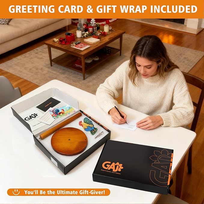 Rooster Paper Towel Holder Countertop, 3D Modern Chicken Farmhouse Kitchen Counter Decor, Cute Rooster Wooden Stand for Bathroom & Home Indoor Table Accessories, Gift for Women, Housewarming Gifts