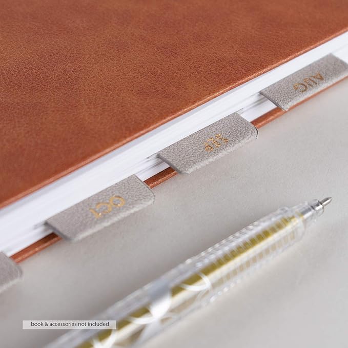 Vegan Leather Gold Foil Mini 12 Month Adhesive Tabs for Folders, Pages. Organize Your Files, Books and Agenda's with These Sticky January Through December File Tabs - Erin Condren