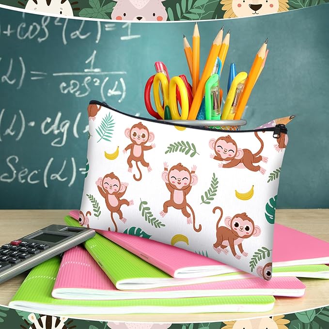36 Pcs Cartoon Animal Pencil Case Bulk Cute Cartoon Pencil Pouch Multicolor Canvas Pen Bag Organizer with Zipper Stationery Back to School Supplies(Funny)