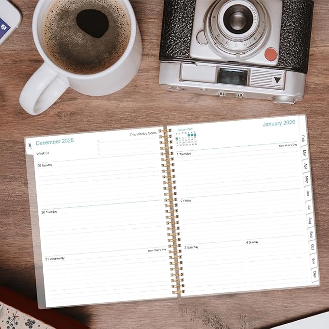 2026 Planner - Planner 2026 from January 2026 to December 2026 with 12 Monthly Tabs, Flexible Cover, Inner Pocket, 8.5" x 11", Blue