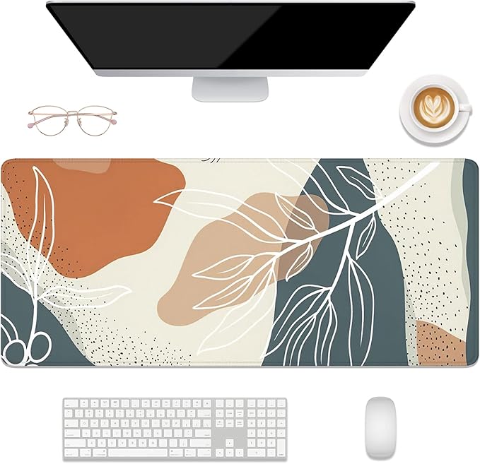 Desk Mat, 32" x 12" XXL Extended Large Gaming Mouse Pad, Desktop Decor Desk Pad, Cute Men Women Office Supplies and Accessories, XL Mouse Mat for Laptop & Keyboard, Desert Flower