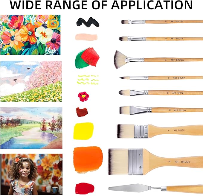 Wesquer Paint Brushes Set for Acrylic, Oil, Watercolor & Face Painting - 25 Piece Artist Brush Kit with Palette Knife, for Artists, Beginners & Adults