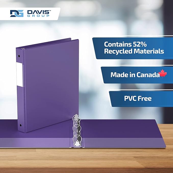 Premium Economy 6-Pack 3-Ring Binders for School or Office, Round-Ring Binders, 1 Inch, Purple