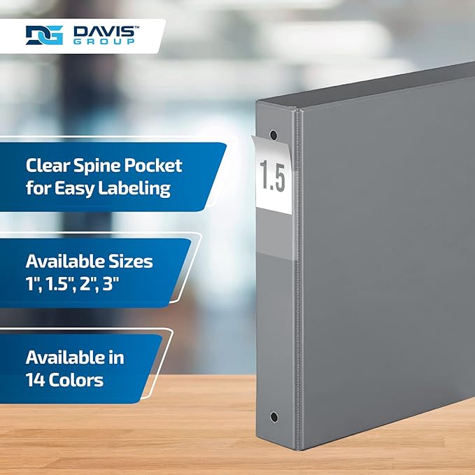 Premium Economy 6-Pack 3-Ring Binders for School or Office, Round-Ring Binders, 1.5 Inch, Gray