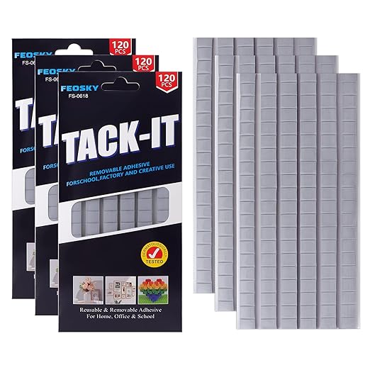 Feosky Adhesive Poster Sticky Tack Putty, Reusable and Removable Adhesive Putty, Mounting Putty for displaying Wall Paintings, Picture, Decoration, Crafts (Grey, Pack of 3)
