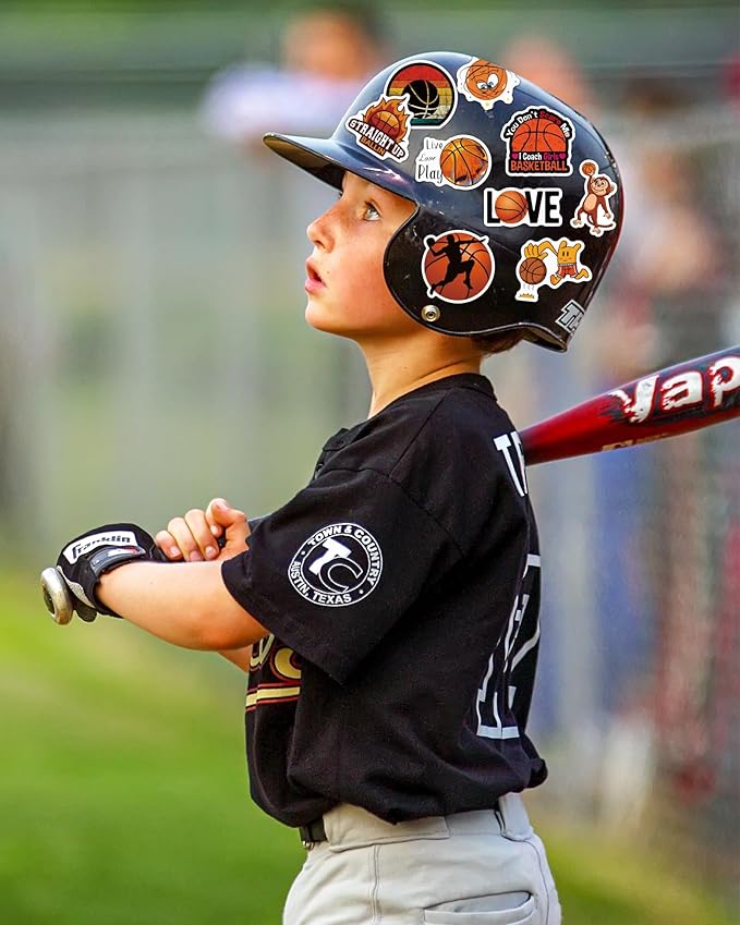 100 Pcs Sport Stickers for Kids, Basketball Water Bottle Stickers, Vinyl Waterproof Laptop Sticker for Water Bottle, Bulk Sticker Packs for Boys Kids Classroom Prizes for Elementary Students