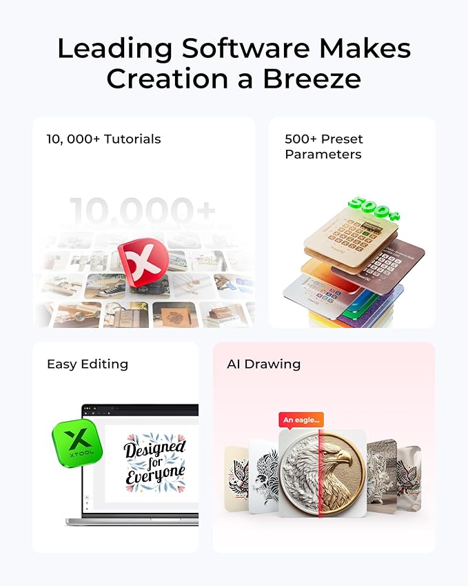 xTool S1 40W Laser Engraver and Cutter Machine with Air Assist & Honeycomb, 23.93" x 15.16" Bed Size, Beginner-Friendly, Laser Engravering Machine for Wood and Metal, Acrylic, etc. - Basic Bundle