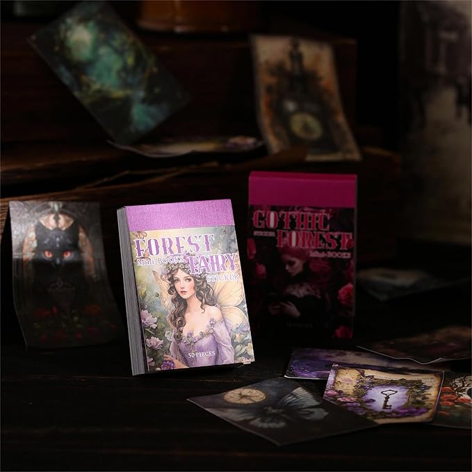 Aromoty 4 Sets 200 Pcs Washi Stickers Book Kit for Journaling, Vintage Aesthetic Gothic Magic Scrapbook Stickers for Scrapbooking Bullet Junk Journal Supplies Planner Stationery Collage Craft Gifts