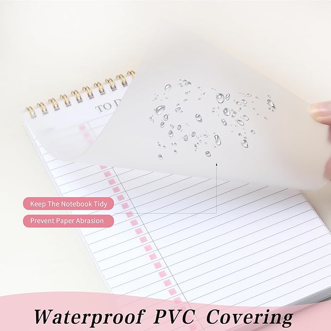 To Do List Notepad,Pink Undated Daily Planner Notebook With To Do List Notepad,Planner Spiral Checklist for School Office A5 Size