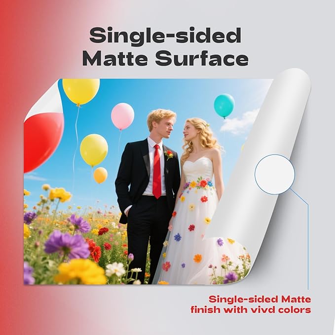 120 Sheets Thin Matte Presentation Photo Paper tabloid paper 11x17 inches 35lb 130gsm 6.5 Mil A3 for Dye Ink Inkjet Printer