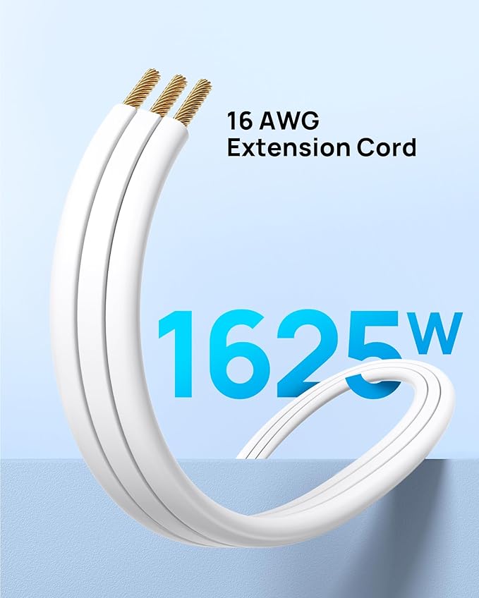 TROND Flat Plug Power Strip USB-10ft Flat Extension Cord Surge Protector Wall Mount, 2 USB C & 2 USB A Ports with Multiple Outlets, 1440J, 1625W for Office Supplies Dorm Room Essentials, White