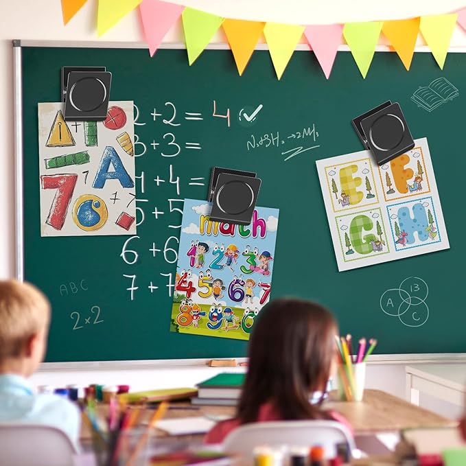 FINDMAG 2.2inch Extra Large Magnetic Clips, Magnet Clip Heavy Duty, Strong Magnet with Clips for Fridge, Whiteboard, Classroom, Kitchen, Home (Black, Pack of 8)