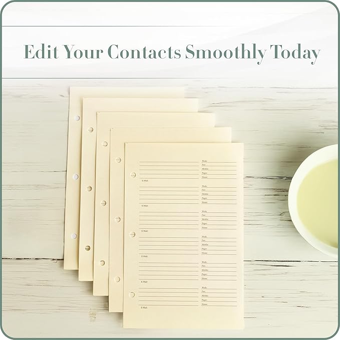 Gallery Leather Address Book Correction Labels - Self-Adhesive, Sticky, 5 Sheets, 30 Sticker Records, for Easy and Clean Contact Updates