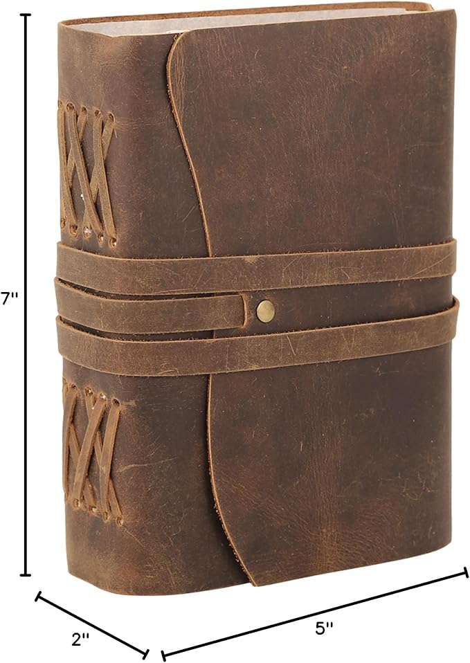 Handmade Leather Journal | Writing Notebook Diary | Bound Daily Notepad For Men & Women Unlined Paper Medium, writing pad for artist, sketch